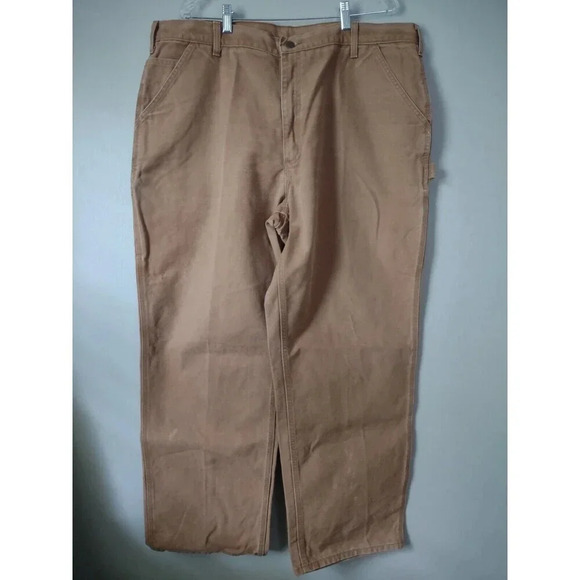 Carhartt Men's 42x32 Dungaree Fit Canvas Utility Carpenter Work Pant Tan Khaki - Picture 1 of 7